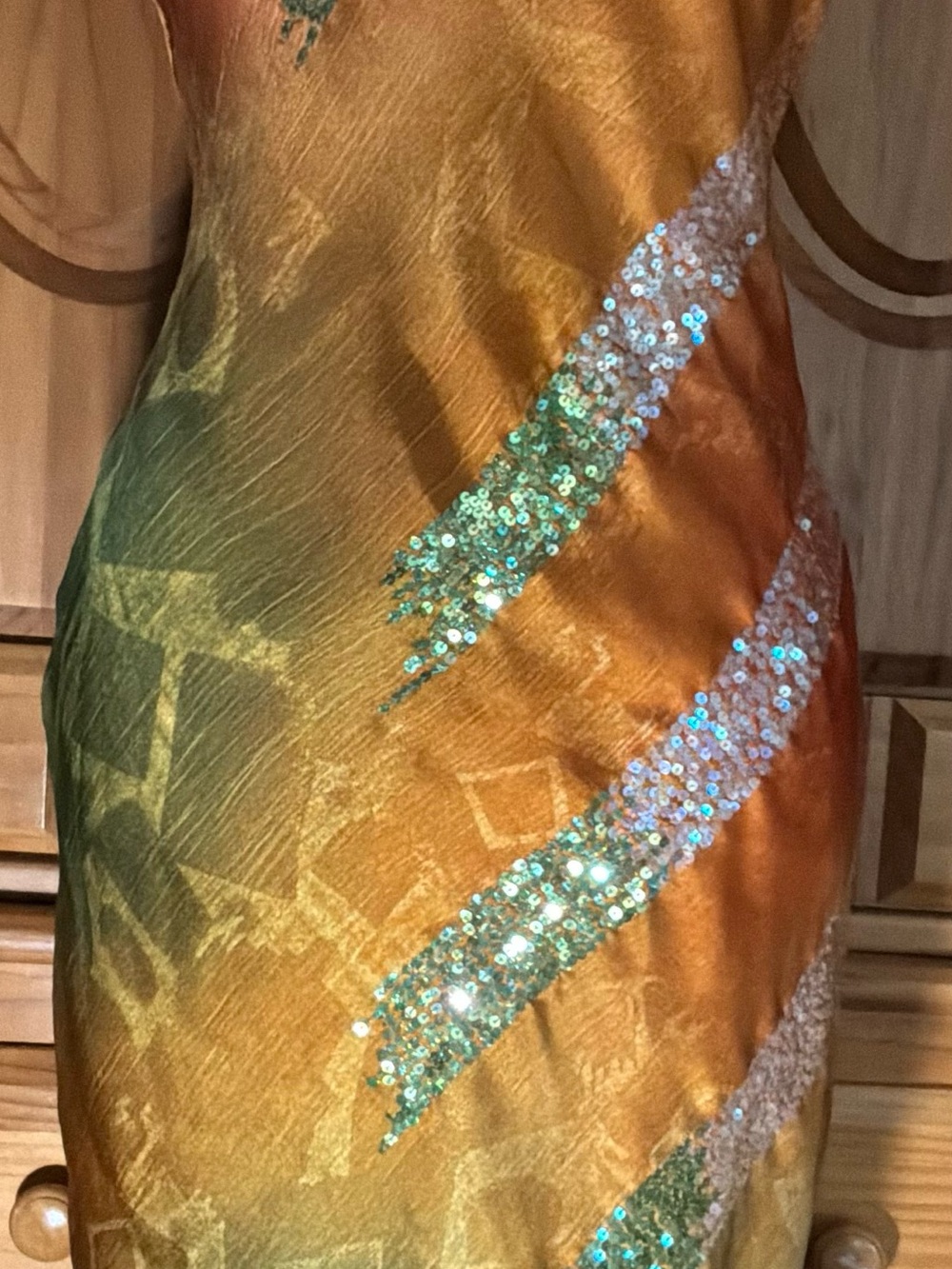 Gold Sequin-Accent Mini Dress - Women's